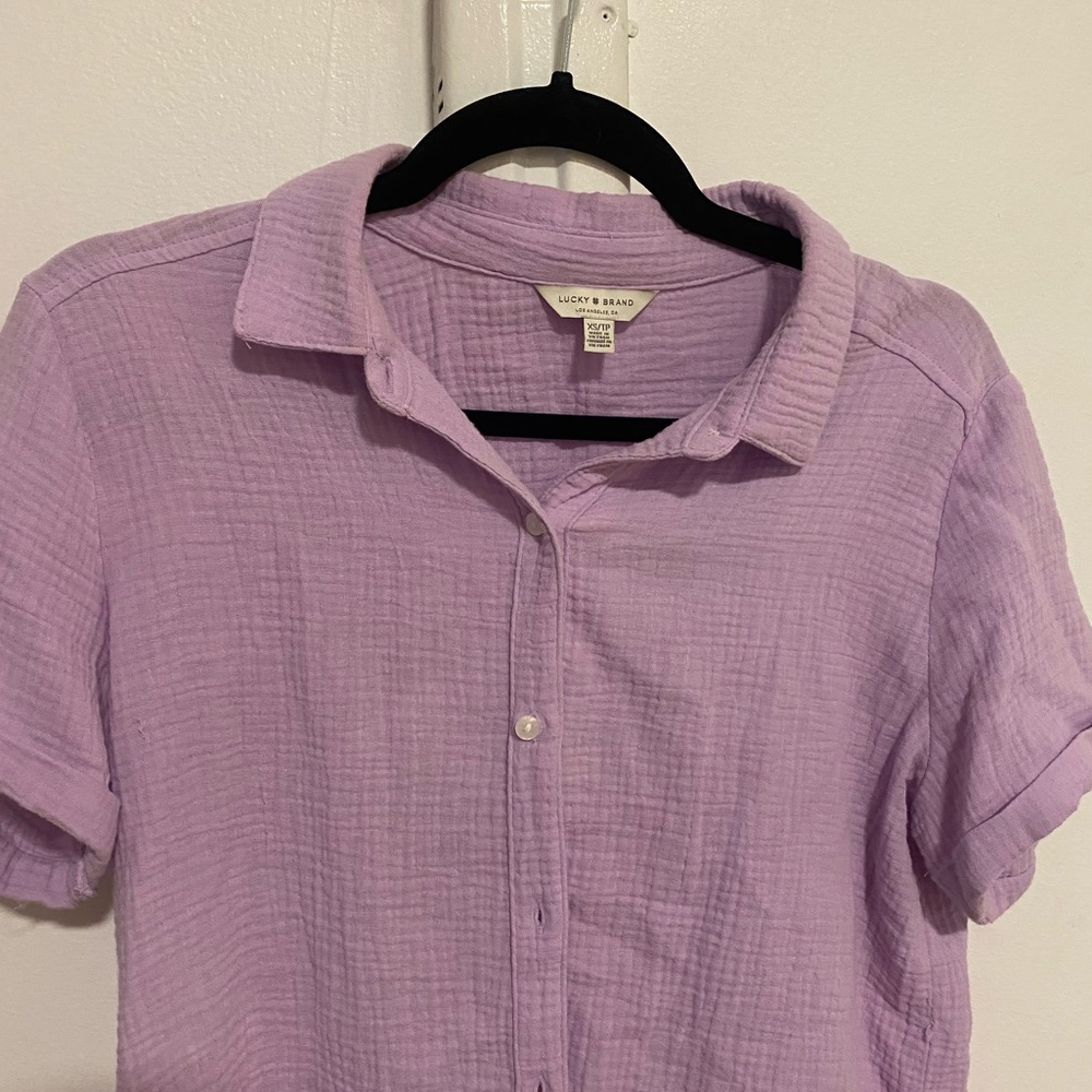 Lucky Brand Lavender Gauze Button Down